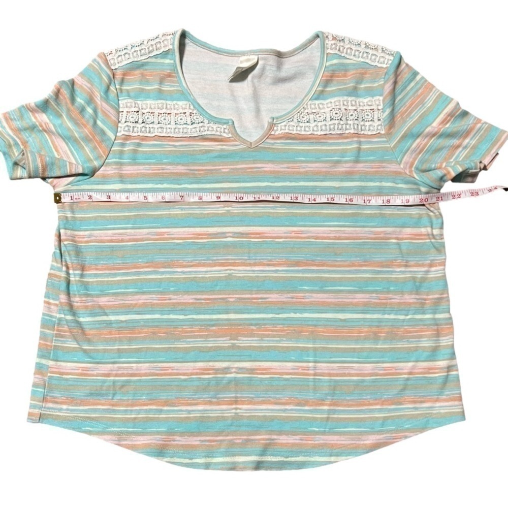 BLAIR Striped Lace Collar Top Women’s (Sz L) - Picture 9 of 10